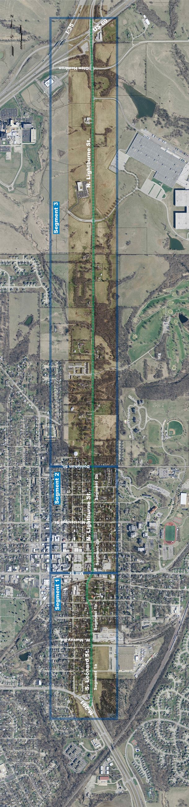 Strip Map showing Leonard to Lightburne outlined